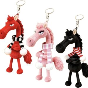 Porte-clés peluche cheval 3 pièces - Accessoires sac clé doux