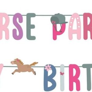 Folat Décoration Cheval Rose - Guirlande Anniversaire 1,5m
