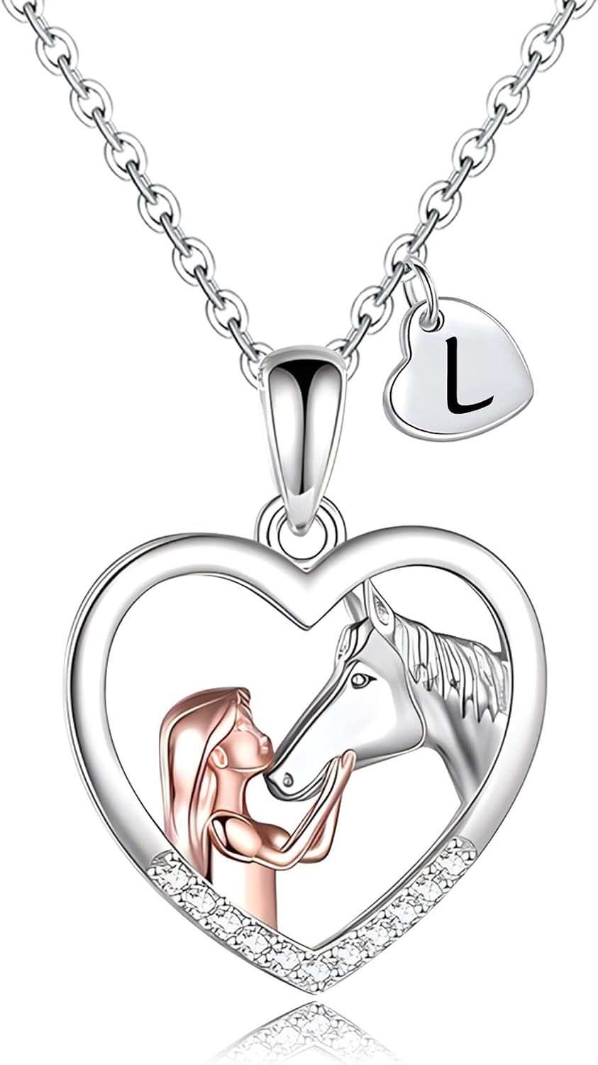 Collier Kraven Cœur Fille & Cheval Initiales