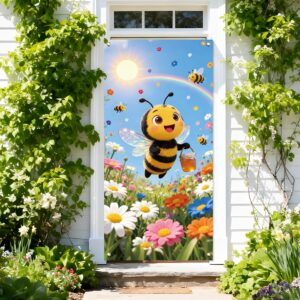 Arricraft Couverture porte printanière fleurs & abeilles 185x90 cm