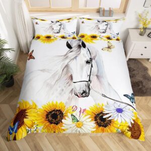 Housse de couette 200x200 Cheval Blanc Tournesol Jaune
