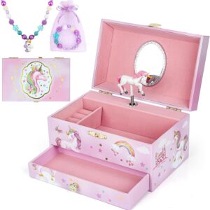 Boîte à bijoux musicale enfant Hombrima - Rose licorne