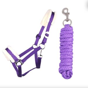 Ensemble licol & longe fausse fourrure JA Horse Violet