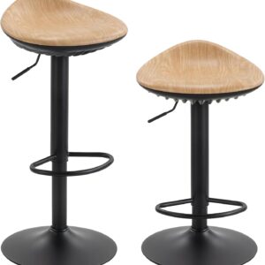 Lot 2 tabourets bar réglables HOMCOM chêne
