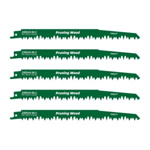 5 lames scie sabre 240mm 5TPI pour bois vert
