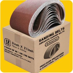 Bandes Abrasives Mixte 75x533mm - 12 Pièces (80/120/150)