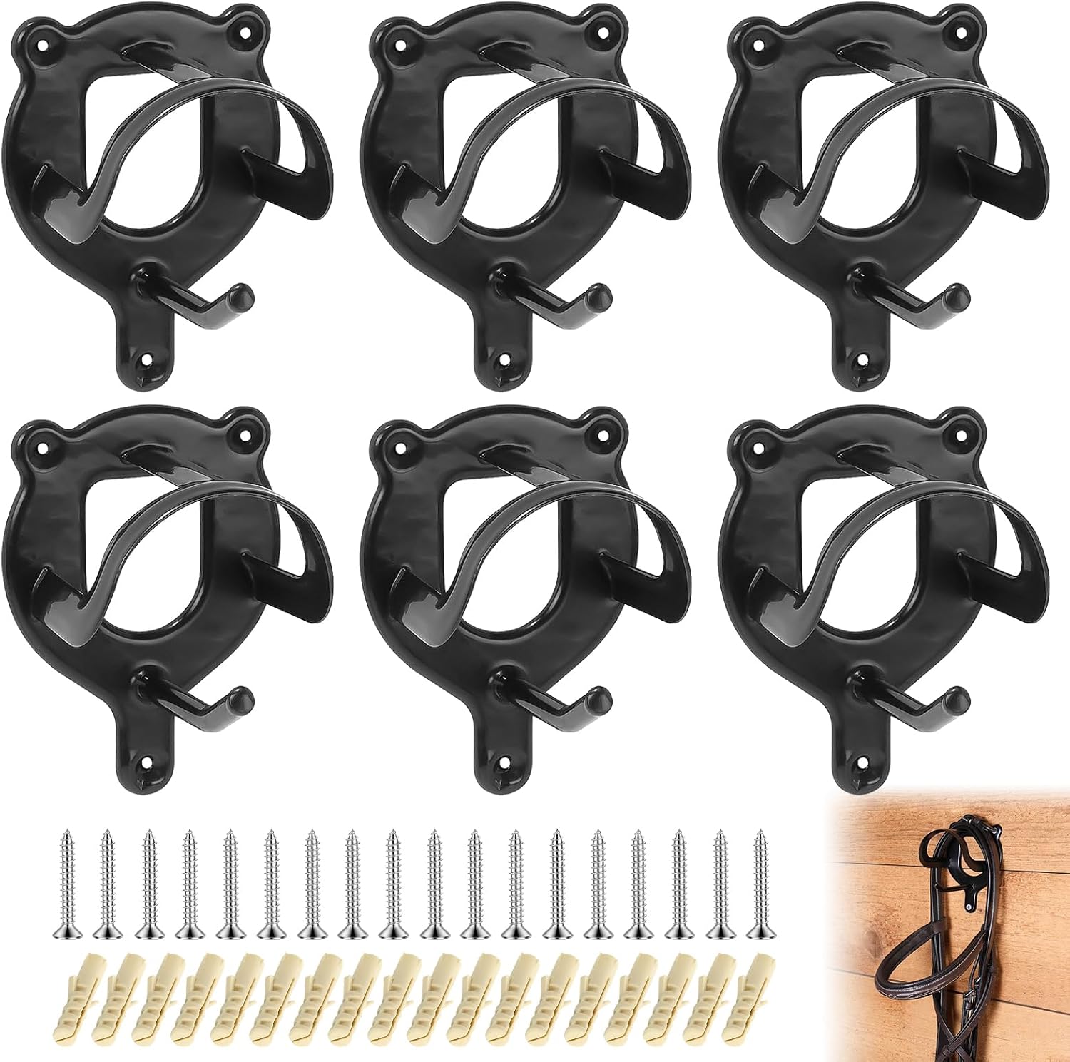 PORFOYO Support Bride Cheval x6 – Crochets Métal Noir