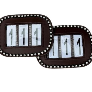 Porte-numéro 3 chiffres strass marron - Lot de 2