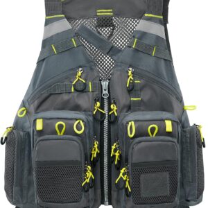 Gilet de pêche Gonex réglable à poches et bandes réfléchissantes