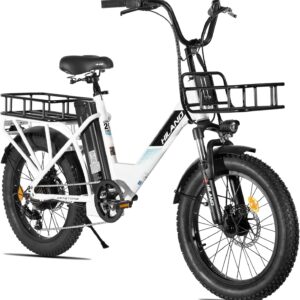 Vélo Électrique HILAND 20" Fat Bike 250W Blanc