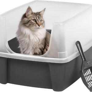 Bac à litière chat Iris Ohyama gris - Nettoyage facile