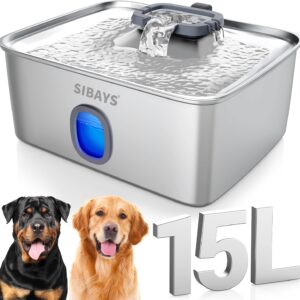 Fontaine à eau chat inox SIBAYS 15L - Eau fraîche 10j