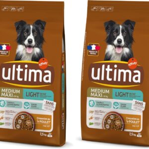 Ultima Croquettes Chien Medium-Maxi Light Poulet Riz 2x7,5 kg