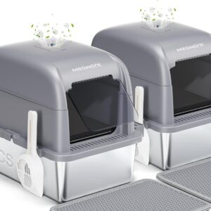 Bac à litière MeoWant XXL Acier Inoxydable 60x40x45cm Gris