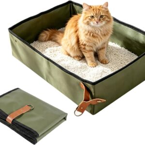 Litière pliable pour chat voyage imperméable verte