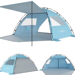 Elegear Tente plage anti-UV 50+ 6-7 pers. bleu