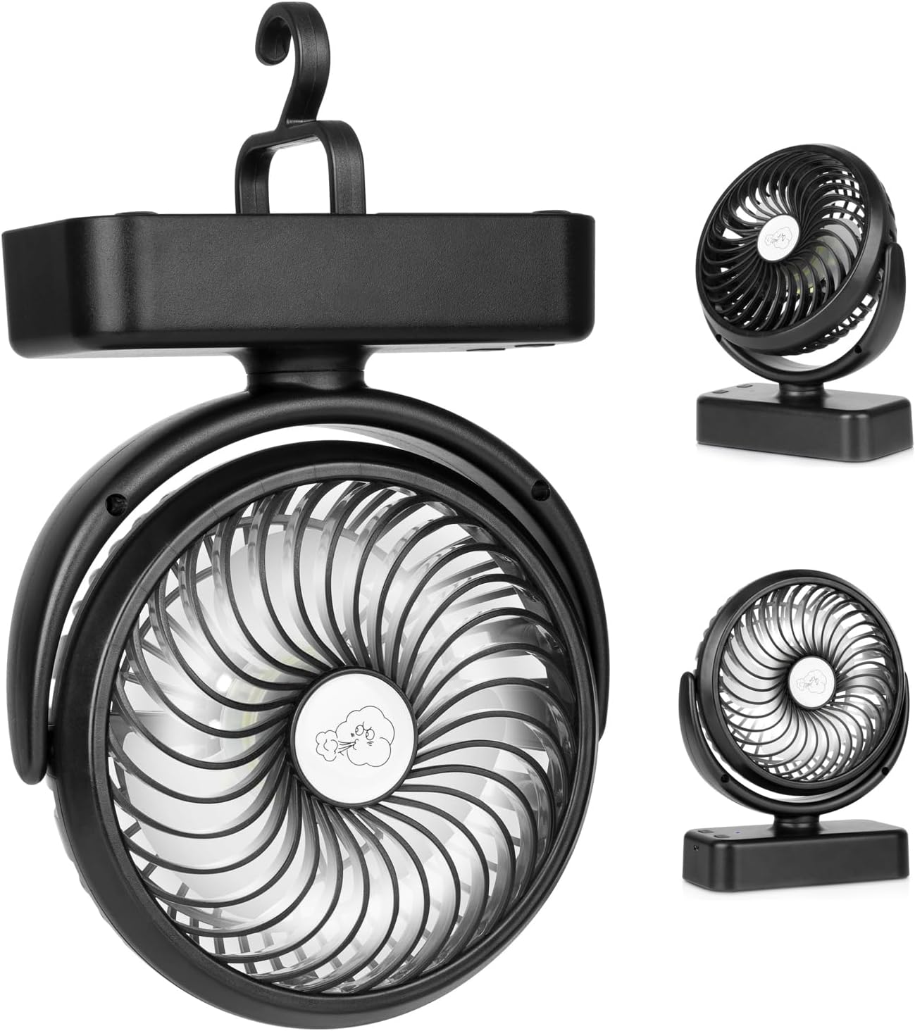 Ventilateur camping + lampe LED rechargeable KITWLEMEN