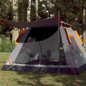 Tente dôme 5 pers. ultra-rapide – Étanche & légère – Gris/Orange