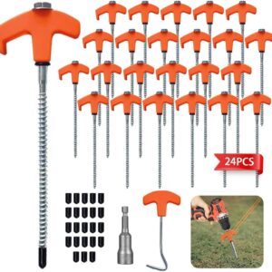 Lot de 24 piquets de tente à visser RIRIDAMAI