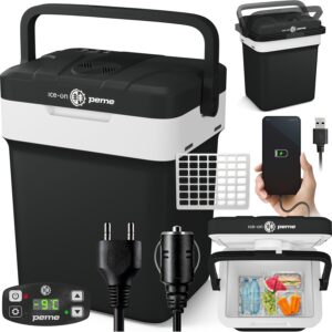 PEME Glacière Électrique 25,7L 12V/220V – Frigo Camping Auto Compact