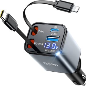 Gritin 4 en 1 Chargeur Voiture USB-C 69W PD3.0
