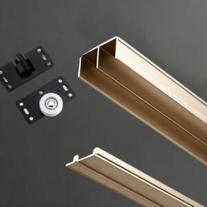 Kit rail porte coulissante 110 cm champagne
