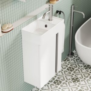 Meuble vasque 40 cm blanc mat avec lavabo - BRIDGE BENO