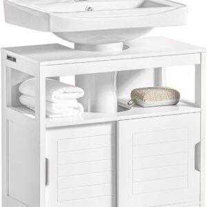 Meuble sous lavabo SoBuy blanc L60xP30cm 2 portes coulissantes