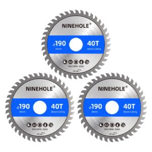3 Lames de scie circulaire 190mm TCT 40 dents Ninehole