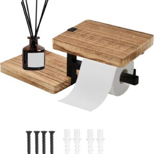 Support papier toilette bois bambou avec étagère - Astralong