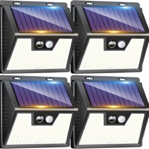 Lot de 4 lampes solaires LED 176 LED IP65 - LOTMOS