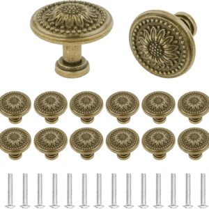 Lot de 14 boutons placard bronze vintage floral