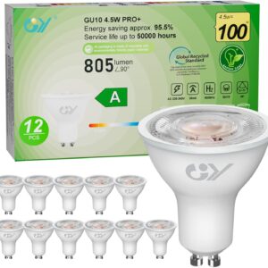 Ampoules LED GU10 4,5W Blanc Chaud 12 Pièces