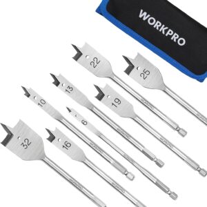 WORKPRO Jeu de 8 mèches plates bois 6-32 mm