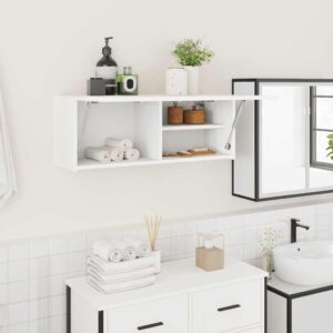 Armoire murale blanche 80x25 cm – Rangement salle de bain