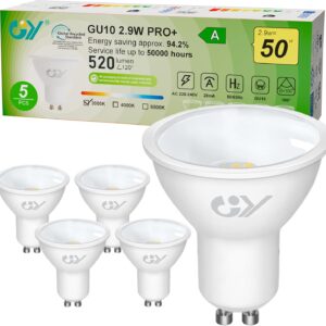 Lot de 5 Ampoules LED GU10 2.9W 520LM 3000K