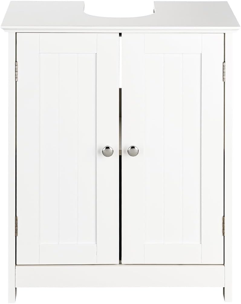 Meuble sous lavabo blanc rustique 50/60 cm - Shelfmade