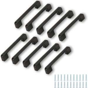 Lot 10 Poignées Placard Noir Inox - 96mm