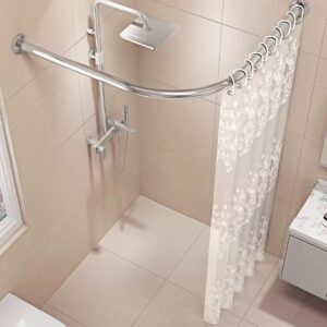 Tringle rideau douche L acier inoxydable 75-95cm sans perçage