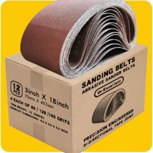 Bande abrasive 75x457mm TPmax - 12 pièces (80/120/150) - Bois & Métaux