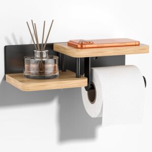 Porte-papier toilette étagé Chêne & Acier INOX - HOMIKLSA