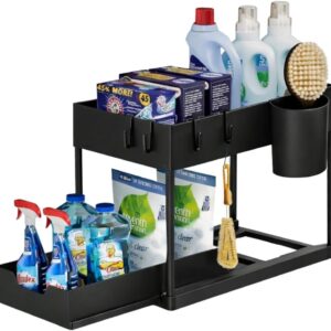 Rangement sous évier noir Venteo – Organisateur 3 en 1