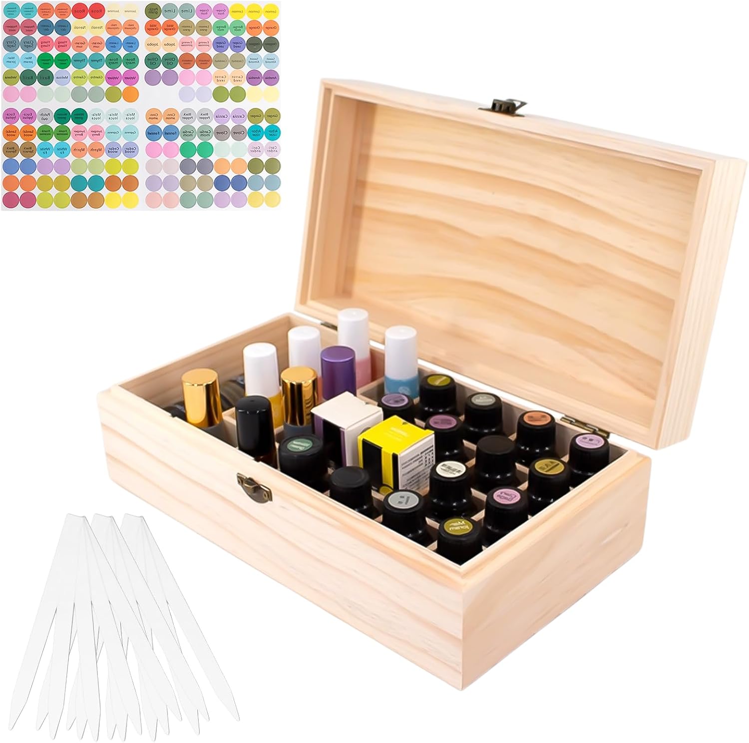 Boîte bois 36 trous rangement huiles essentielles