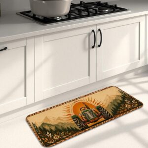 Tapis tracteur vintage cuisine - Doux, lavable, décoratif