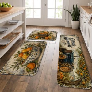 Lot 3 tapis récolte vintage fruits - Sol doux cuisine