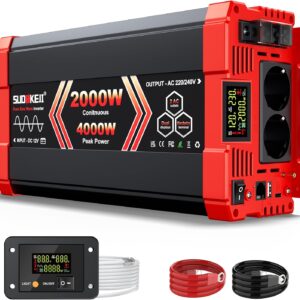 SUDOKEJI 2000W Onduleur Pur Sinus 12V/220V