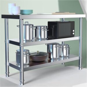 Table pro 3 niveaux acier inoxydable 100x50x80 cm