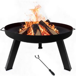 Relaxdays Brasero Acier Noir Ø 59 cm avec Tisonnier
