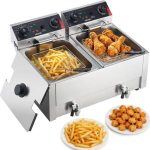 VEVOR Friteuse Pro 5000W Double Cuve Inox 18L