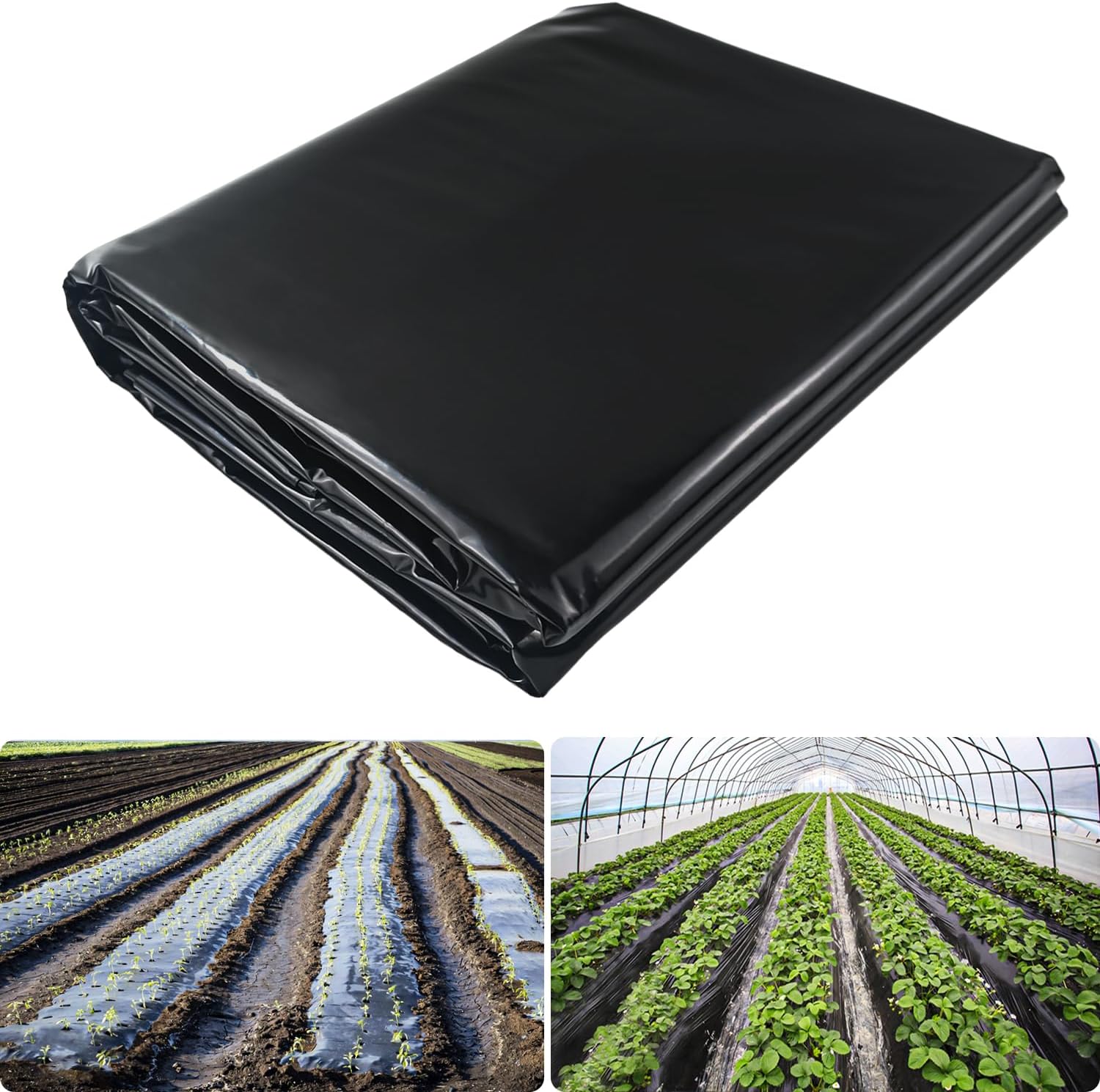 Bâche noire agricole 2m x 6m - Film serre polyéthylène 4 mil